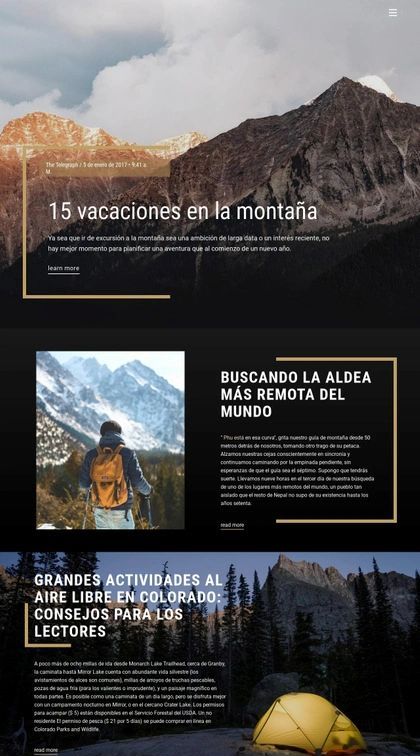 Vacaciones De Montaña Plantilla De Sitio Web