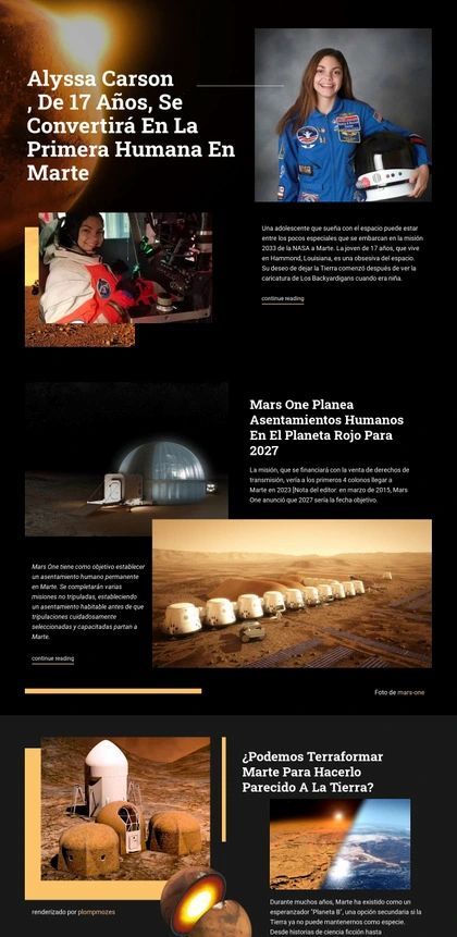 Primer Humano En Marte Plantilla De Sitio Web