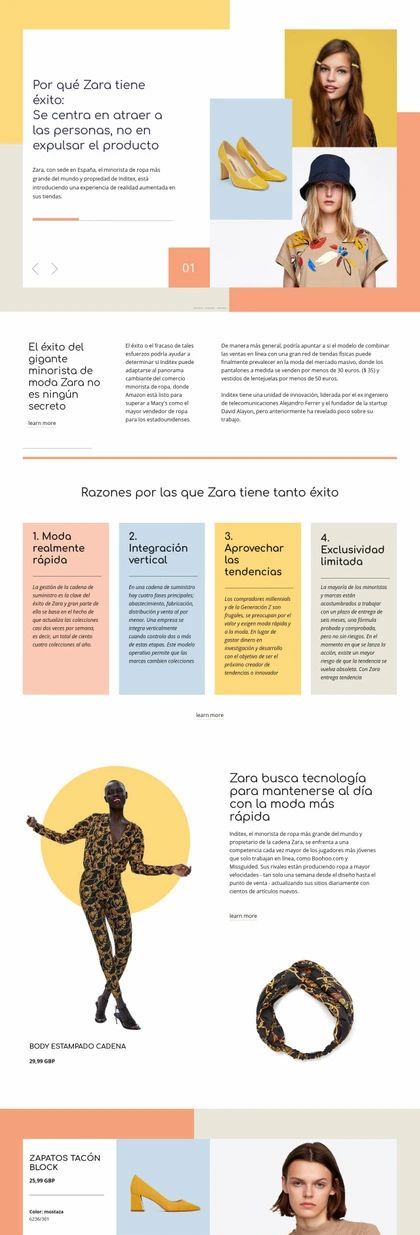 Éxito De Zara Plantilla De Sitio Web