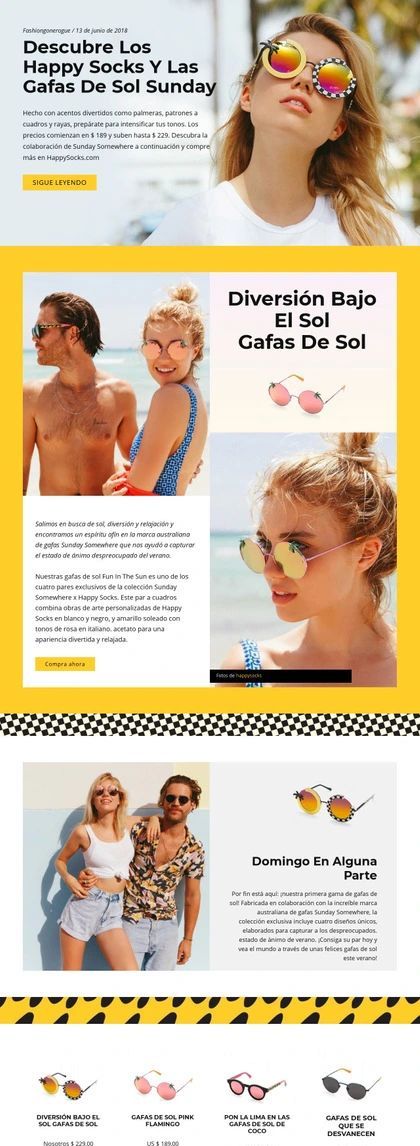Gafas De Sol Divertidas Plantilla De Sitio Web