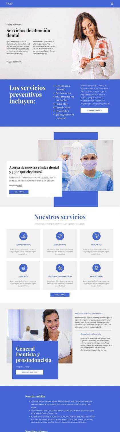 Dentista Y Prostodoncia Plantilla De Sitio Web